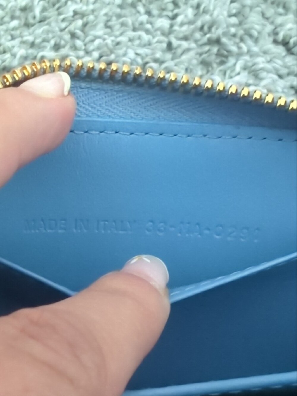 Dior Light Blue Quilted Zip Wallet with Gold Hardware - Picture 5 of 6
